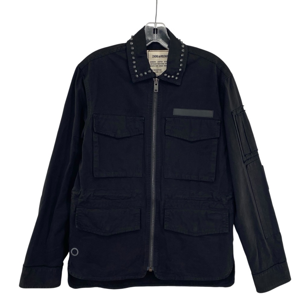 Zadig & Voltaire Bart Black Grunge Coat Embroidered Skull Spike Military Jacket